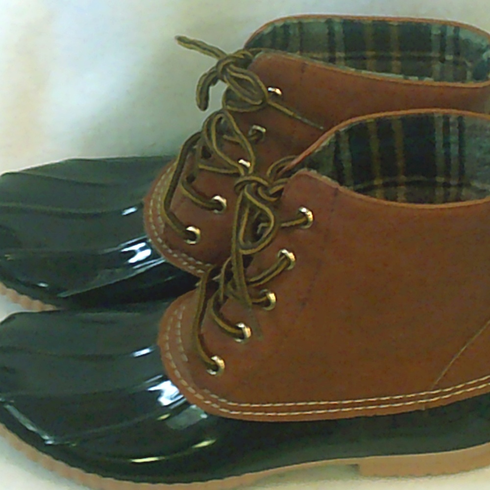 Tan/Navy Waterproof Lace Up Rain Boots